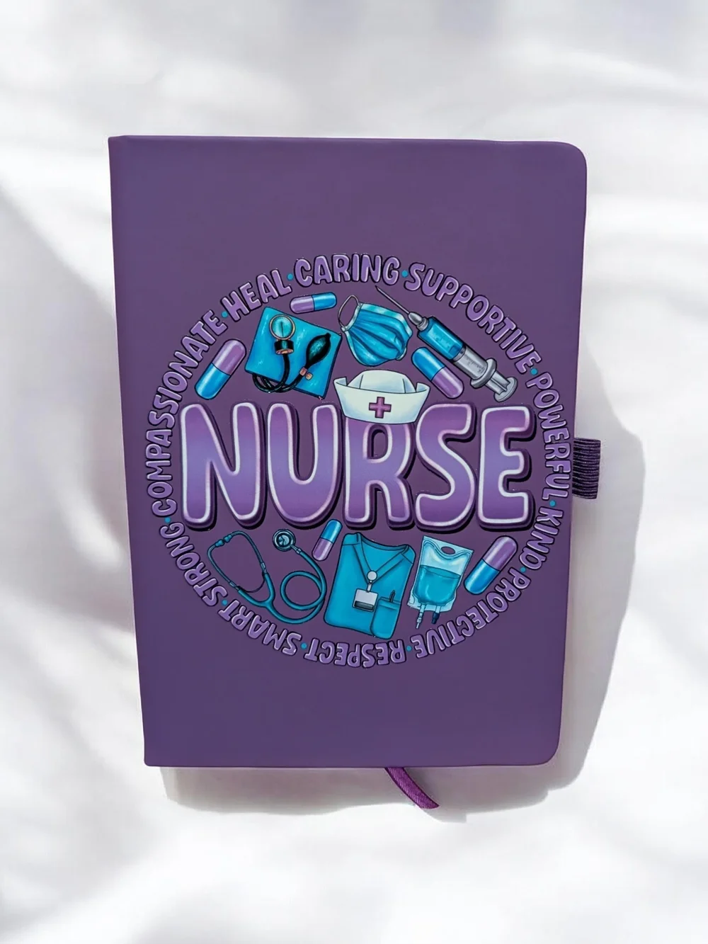 Purple Nurse Notebook with Medical Design